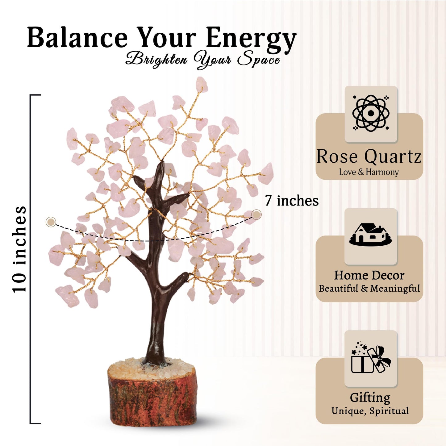 Yatskia Rose Quartz Tree, Crystals and Healing Stones, Birthday Gifts for Women, Pink Room Decor, Crystal Gifts, Ornaments for Living Room, Shelf Decor, Tree of Life Gifts