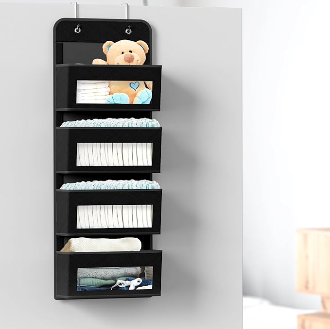 Simple Houseware 4 Clear Window Pocket Over Closet Door Storage Hanging