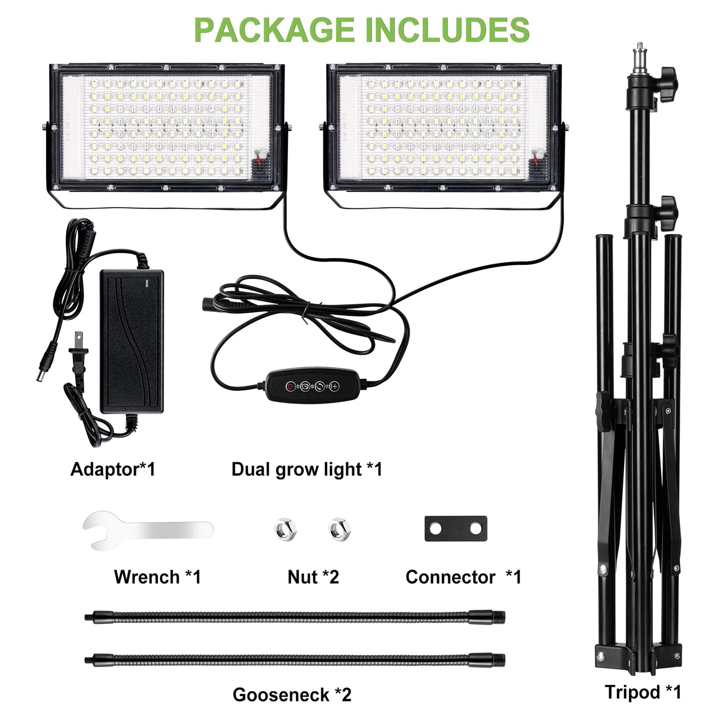 LBW Grow Lights for Indoor Plants,Full Spectrum Standing Plant Grow Light with 4/8/12H Timer, 6 Dimmable Levels,68" Adjustable Tripod, Floor Grow Lamp for Large Indoor Plants, Dual Heads Plus