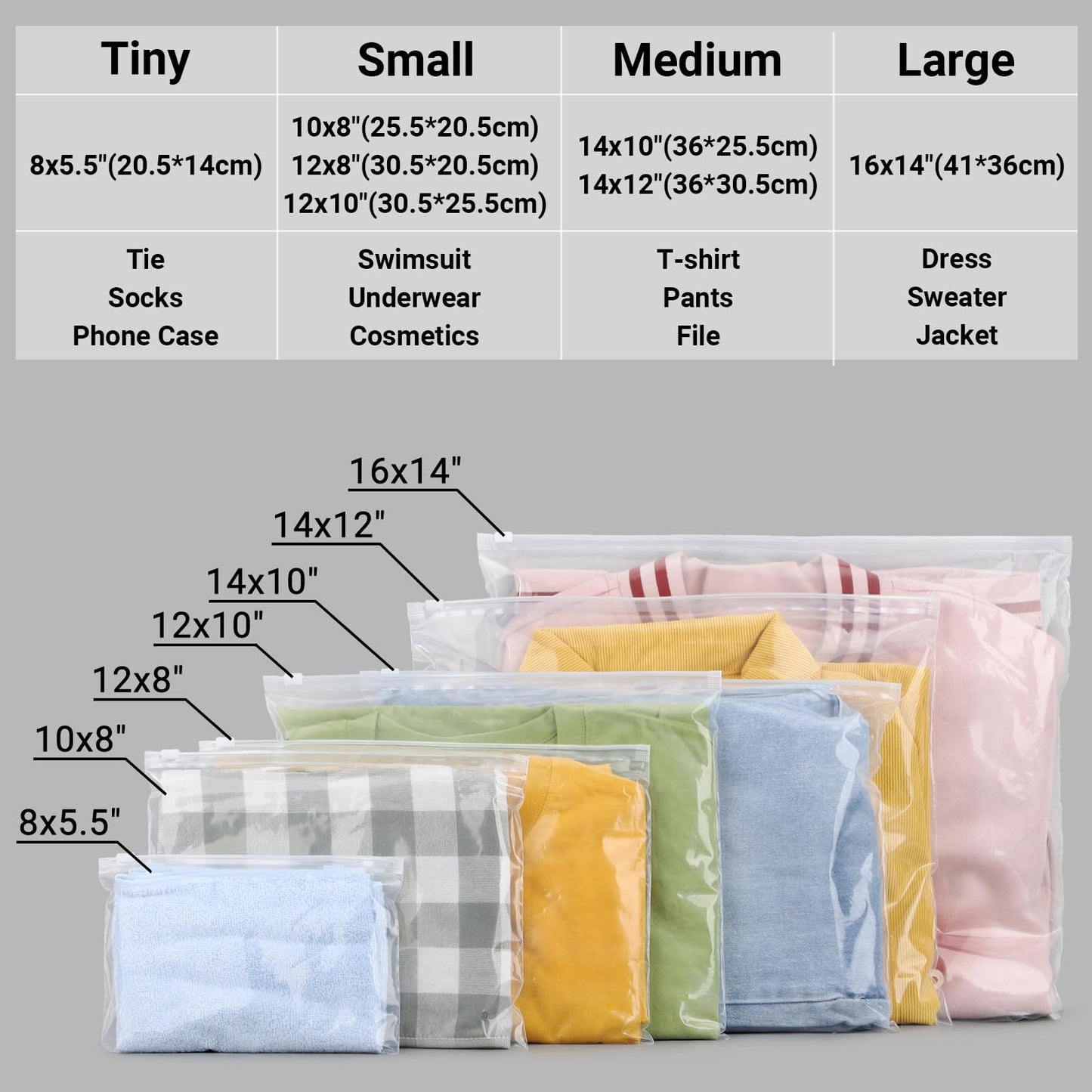 Svaldo Swimsuit Bags Storage Clear, Clothing Packaging Bags for Bikini, Swimwear, Bathing Suit Storage, T Shirt Packaging, 10x8 inch, Pack of 25, 3 Mil with Vent Holes