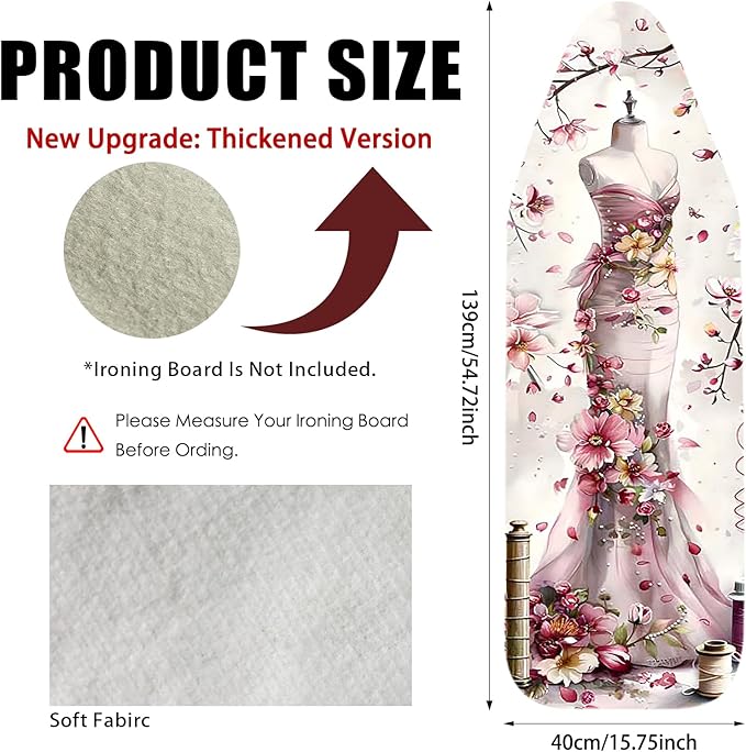 Nuxovilar Ironing Board Cover Needle Cotton 15x54 Inches | Ironing Board Cover