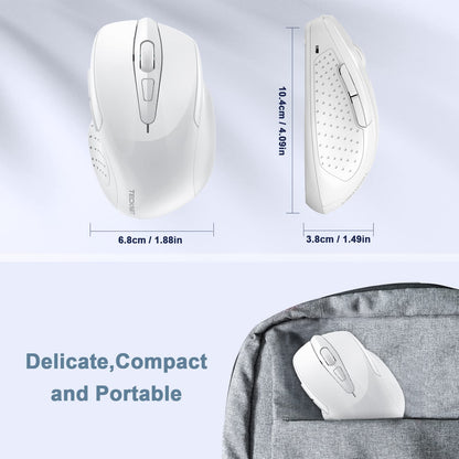 TECKNET Wireless Mouse, 2.4G Ergonomic Optical Mouse, Computer Mouse for Laptop, PC, Computer, Chromebook, Notebook, 6 Buttons, 24 Months Battery Life, 2600 DPI, 5 Adjustment Levels