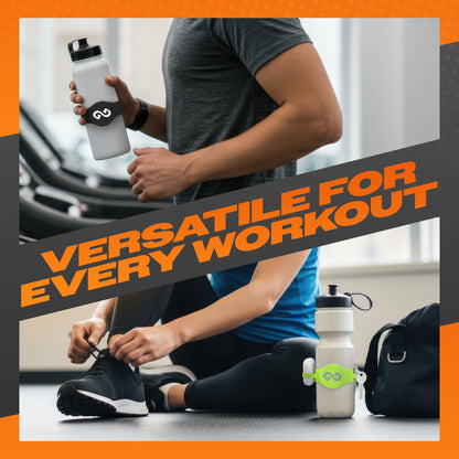 Gymmi Magnetic Water Bottle Phone Holder – One-Piece Silicone Strap for Gym | Holds Phone, Keys & Earbuds | Fits 12–40 oz Bottles (Night Black)