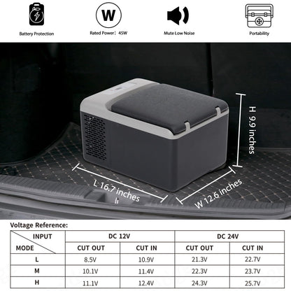 Alpicool C9PT Portable Car Freezer Cooler, 12 Volt Car Refrigerator, 10 Quart Fast Cooling, with 12/24V DC and 100-240V AC for Outdoor, Camping, RV, Truck (Black&Grey)