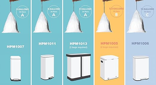 happimess 13.2 Gallon Drawstring Trash Bags, Heavy Duty LDPE Liners