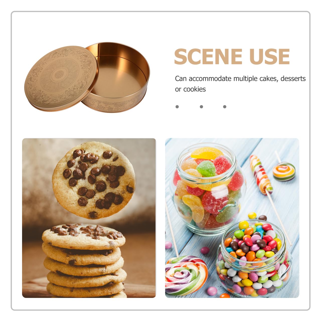 FESTFENDS 1Pc Cookie Tin with Lid Round Baking Cake Tins for Storaing Patisseries Snack Chocolate Easter Metal Cookies Storage Container for Candy Craft Supplies Special Occassions 6.61Inch