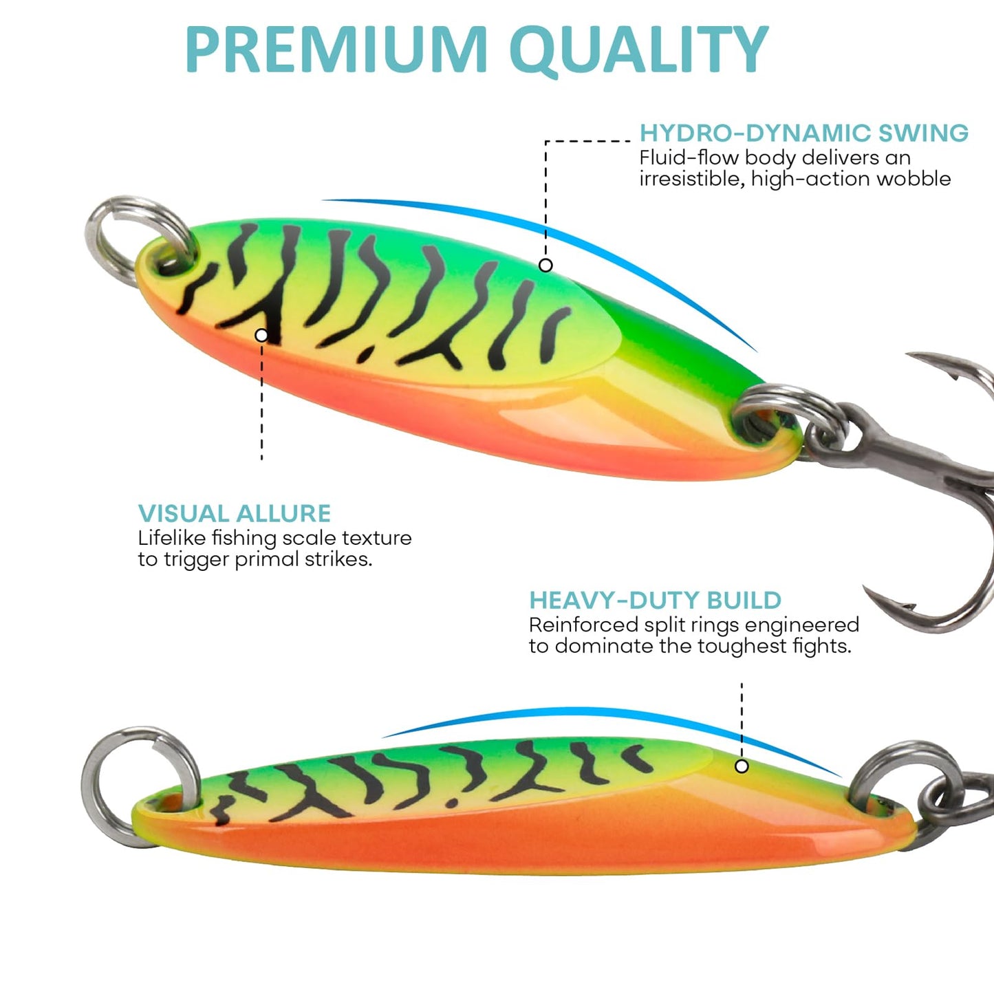 Fableblis 10pcs Fishing Spoons Lures Kits, Trout Saltwater Fishing Lures, 2 Size Casting Metal Spoon with High Flash, Heavy Duty Jigs Lures for Trout Walleye Bass Pike Crappie