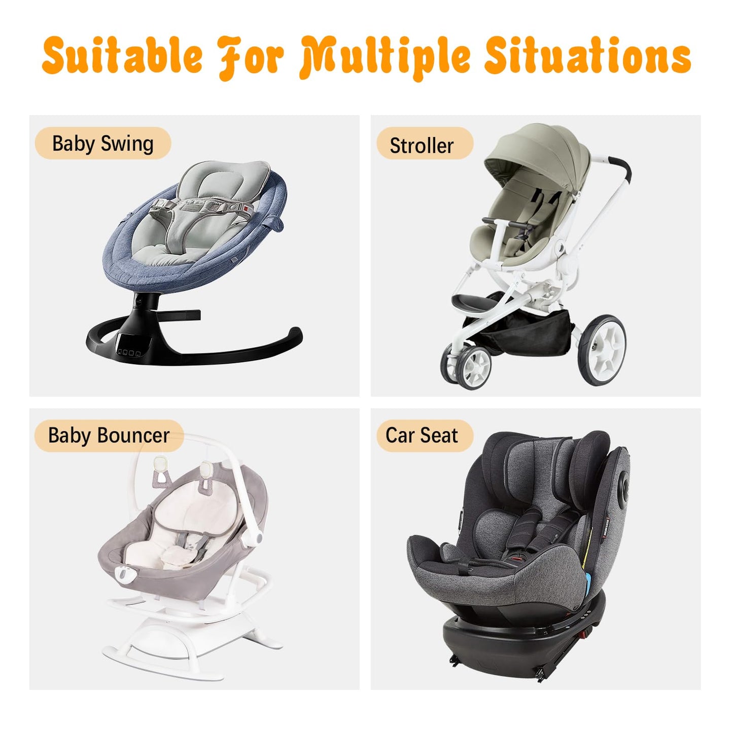 KAKIBLIN Infant Car Seat Insert,Baby Carseat Head & Body Support for Newborn, 2-in-1 Reversible Car Seat Cushion, Soft Stroller Cushion Insert for Bouncer, Strollers, Swing