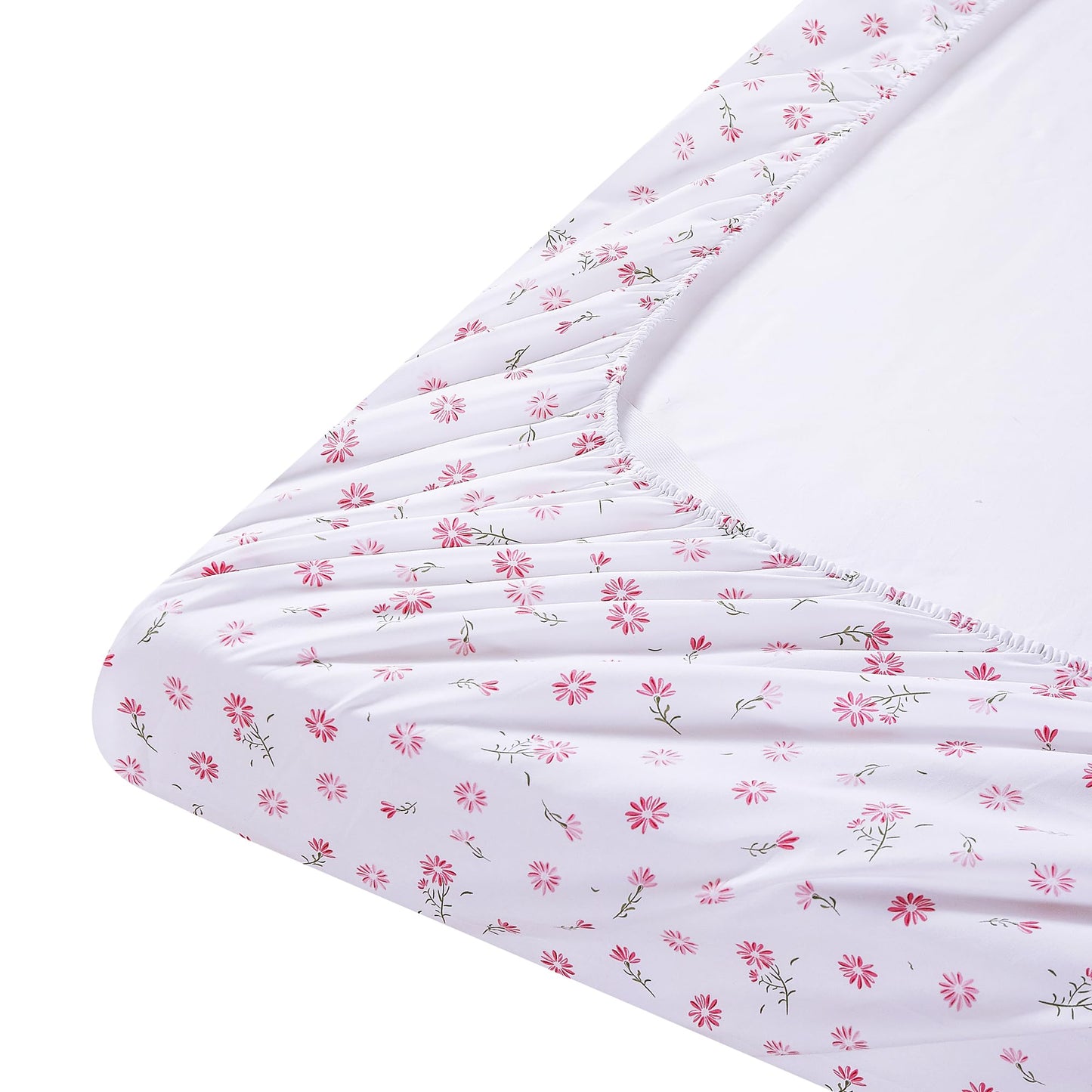 Mooreeke Cozy Vintage Microfiber Printed Floral Twin Sheet Set - Soft & Breathable Pink Daisy Bed Sheets with Extra Deep Pocket - Non-Slip Fitted Design - Daisy Pattern - Twin