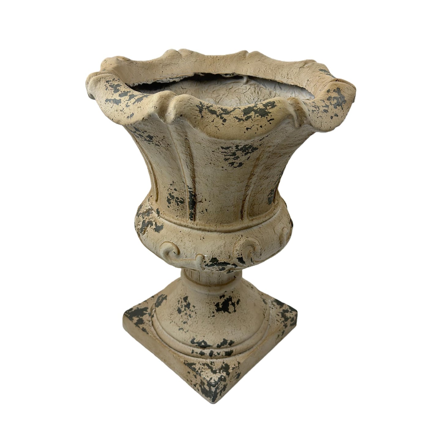 GDFStudio Antique White Planter, Decorative Garden Urn with Drainage Hole, Ready-to-Use Large Plant Pot for Patio, Porch, Lawn, Indoor or Outdoor Gardening, 16.33" Wx16.33 Dx21.45 H