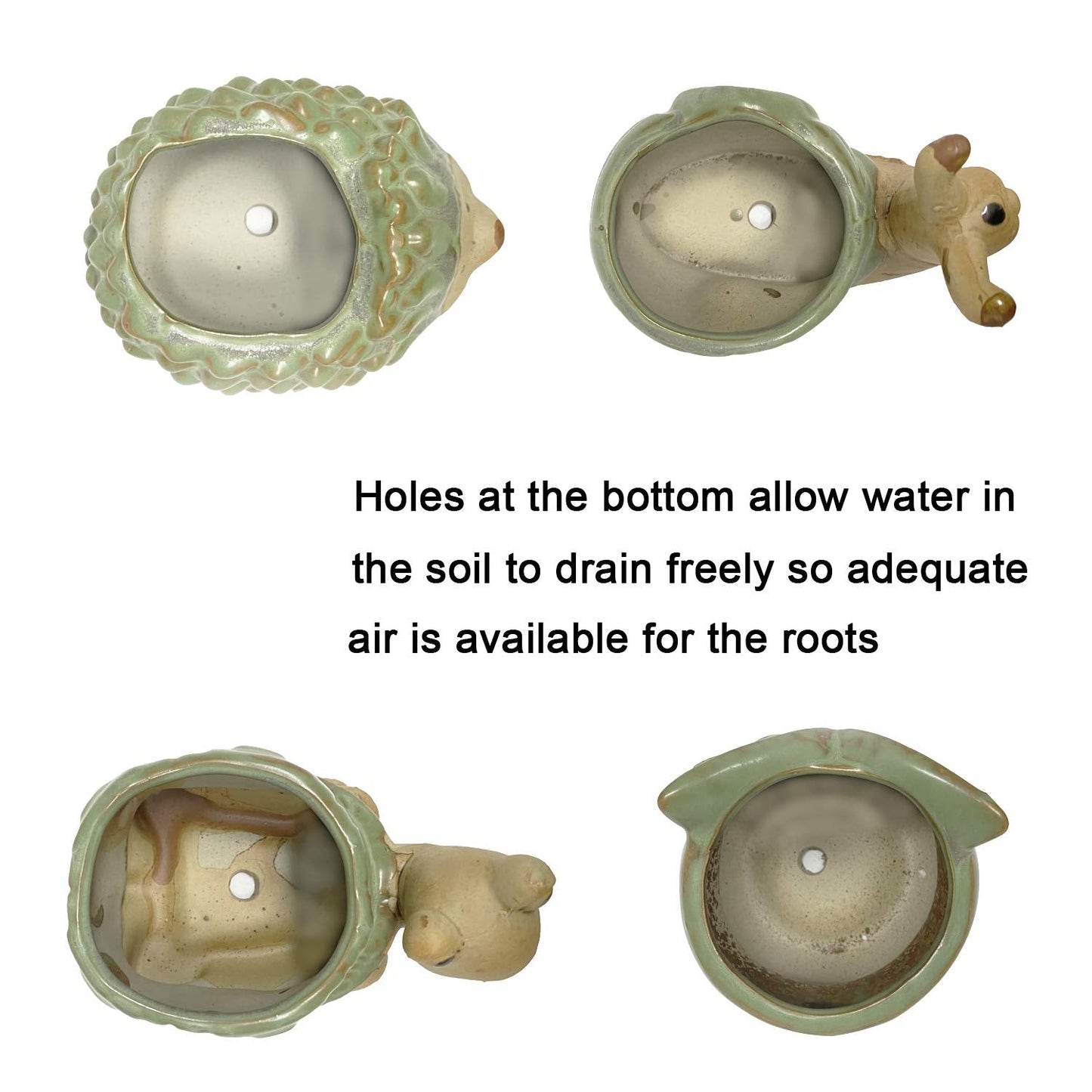 SUNSMIL Small Ceramic Succulent Pot with Drainage, Animal Succulent Planter, 4.4 Inch Flower Pots, for Flower, Cactus, Mini Succulent Plants, Indoor and Outdoor use, Set of 4 Garden Gift