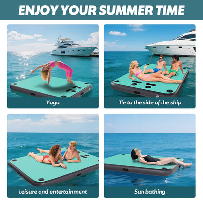 FAHKNS Inflatable Floating Dock Air Dock Platform Non-Slip Surface Floating Island Raft for Lake Pool Beach Ocean 6ft x 5ft x 0.5ft