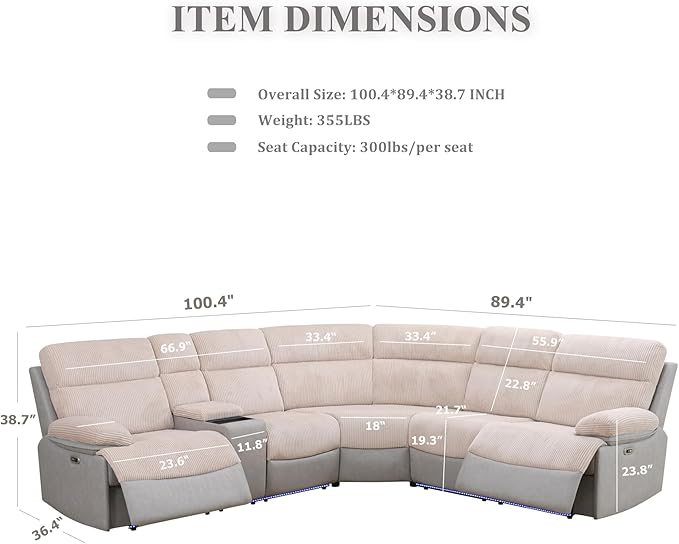 Power Recliner Sectional Sofa, Sectional Couch