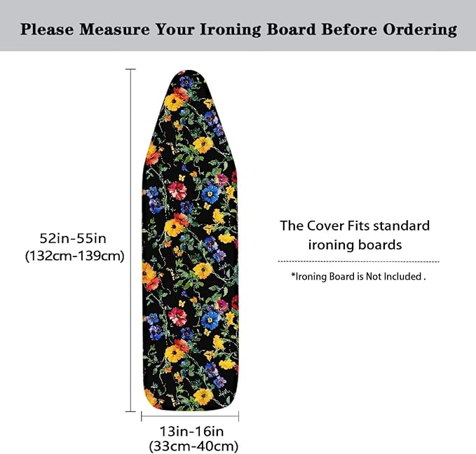 Floral Ironing Board Cover and Pad, Smooth Iron Board Cover, Stain Resistant