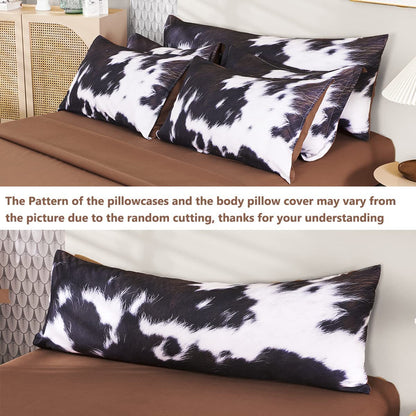 SUCSES Cow Print Bedding Comforter Set Full Size 8 Pieces Western Farmhouse Wrangler Bedding Set Highland Rustic Bed in A Bag Bed Set with Sheets for Boys(Cow Fur Pattern, Full)