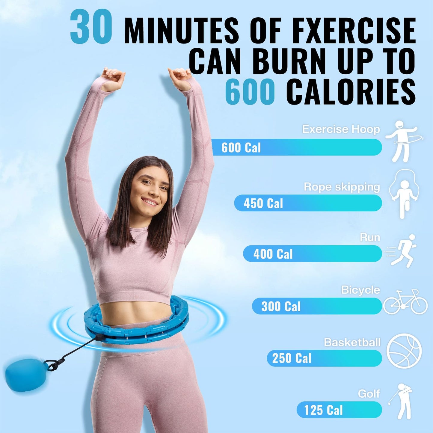 THE TOYAGATOR Weighted Hula Hoop for Adults Weight Loss, Adjustable Infinity Hoop with 24 Detachable Links, Exercise Hoop Suitable for Men and Women (Weighted Hula Hoop)