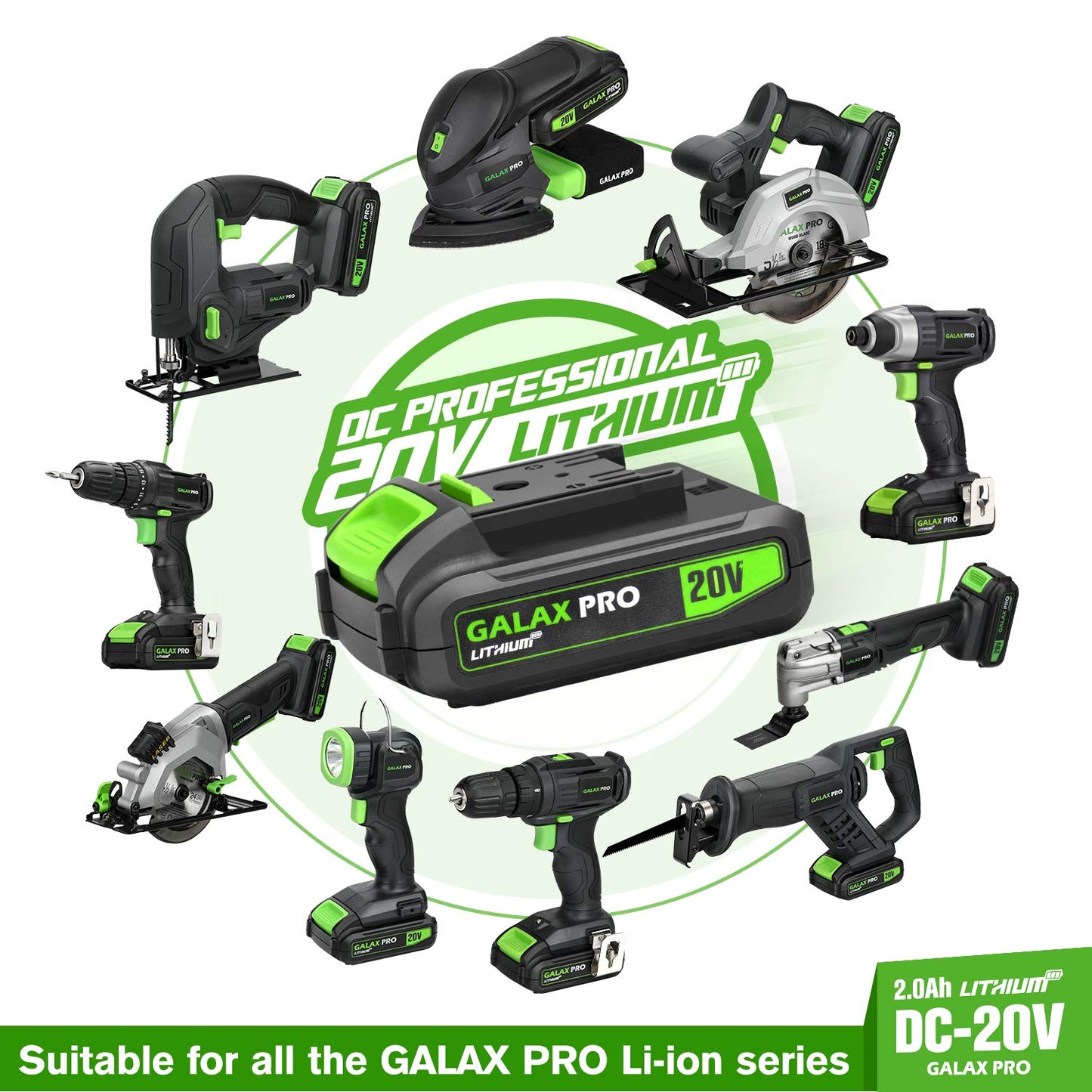GALAX PRO D6001 20V 2-speeds Drill Driver and Impact Driver Combo Kit, Cordless Drill Driver/Impact Driver, 1pcs 1.3Ah Lithium-Ion Batterie, Charger Kit, 11pcs Accessories and Tool Bag
