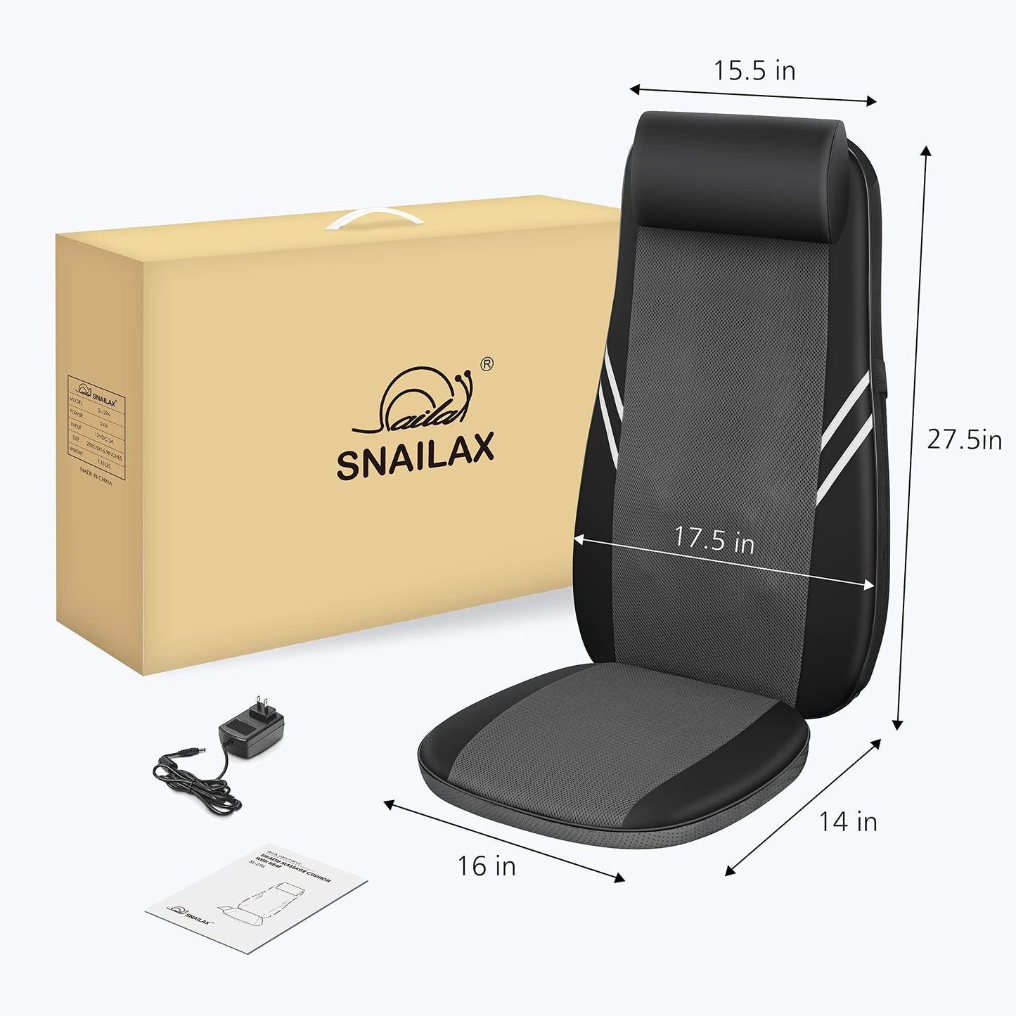 Snailax Back Massager with Heat,Shiatsu Massage Seat Cushion,8 Flexible Nodes Massage for Full Back Massage Chair Pad,Chair Massager for Office,Home Use