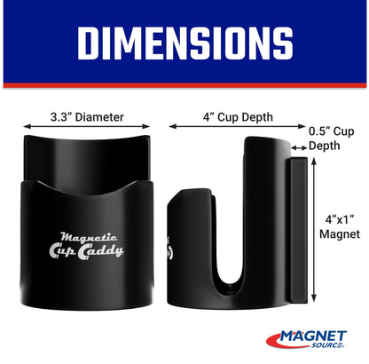 Master Magnetics Magnetic Cup Holder - Caddy for Bottles, Glasses, and Cans - Fits on Fridge, Lawnmower, Forklift, Cart, or Ladder - Heavy-Duty Magnet