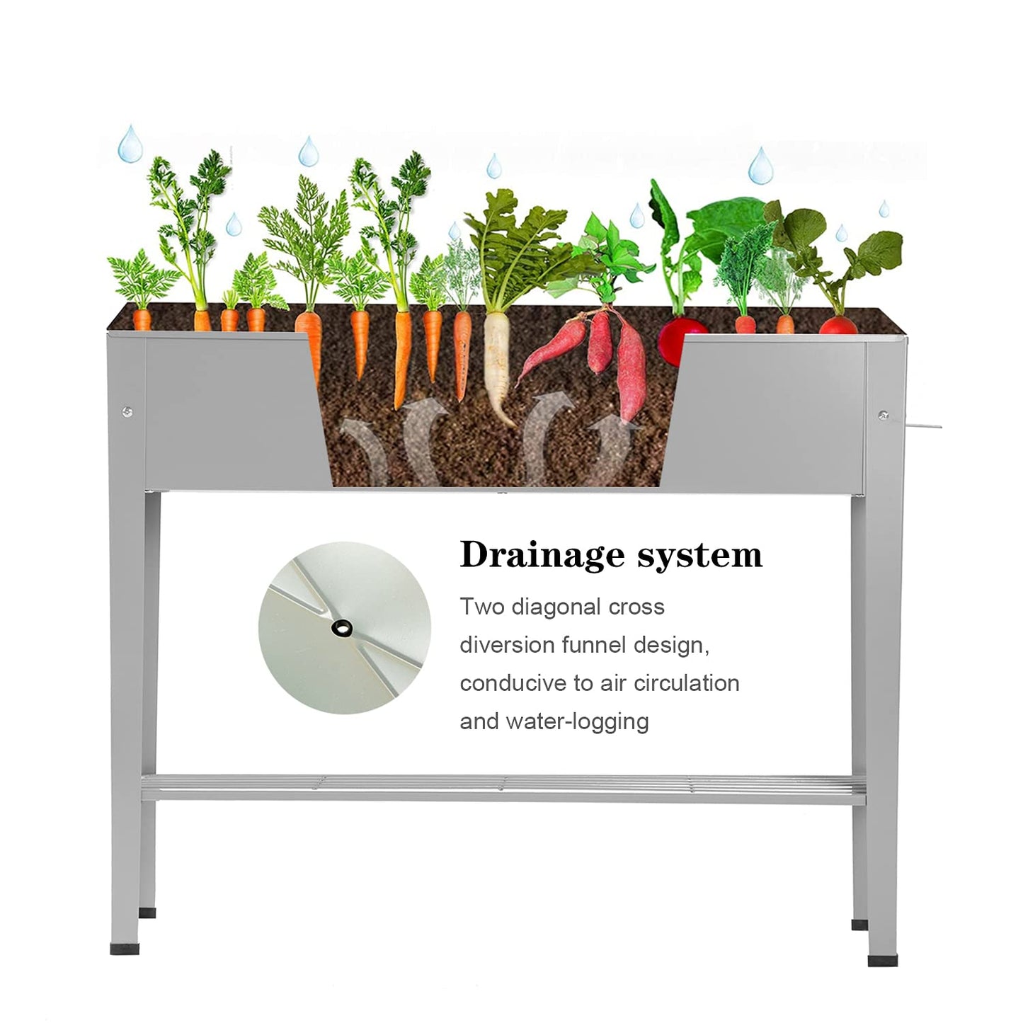 DIGTER Metal Raised Garden Bed,Raised Planter Box with Legs,Herbs and Vegetables Planter Suitable for Outdoor Patio Deck and Porch (Gray)