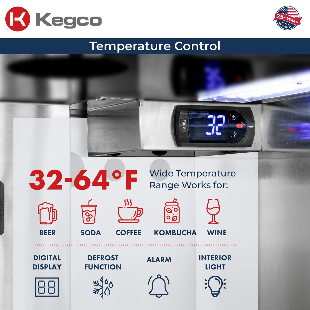 Kegco 24" Wide Outdoor Build-In Dual Tap Stainless Steel Right Hinge Kegerator with Dispense Kit