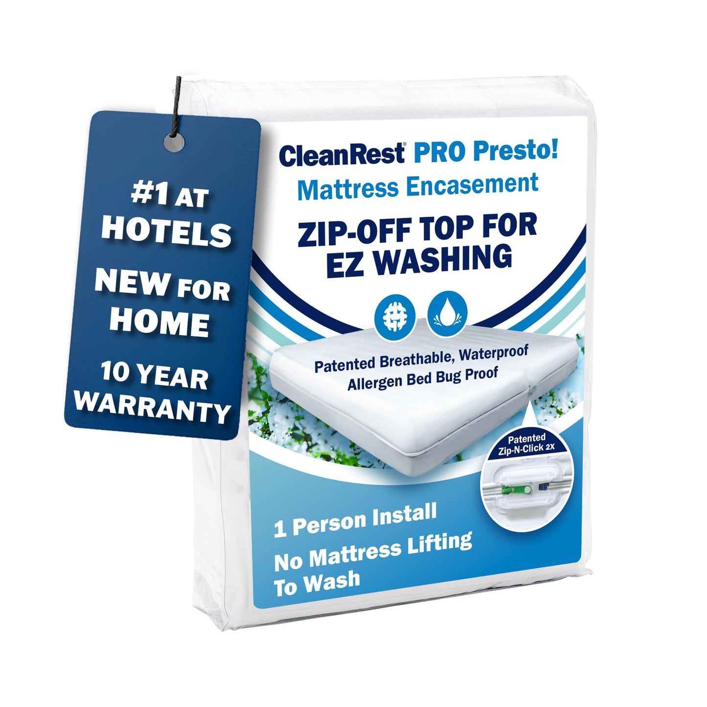 CleanRest PRO Presto! Zip-Off Top Mattress Encasement for EZ Washing, King Size, Waterproof Mattress Protector - Bed Bug, Dust Mite & Allergen Proof - 1 Person Install, No Mattress Lifting to Wash