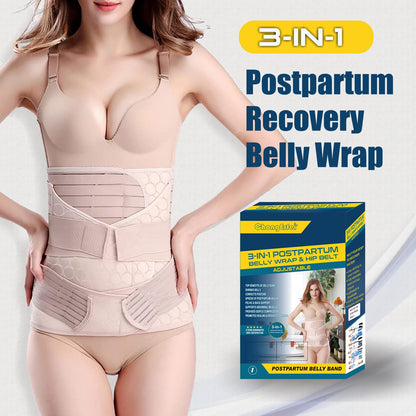 3 in 1 Postpartum Belly Band - Postpartum Belly Support Recovery Wrap, After Birth Brace, Slimming Girdles, Body Shaper Waist Shapewear, Post Surgery Pregnancy Belly Support Band (S/M, Beige)