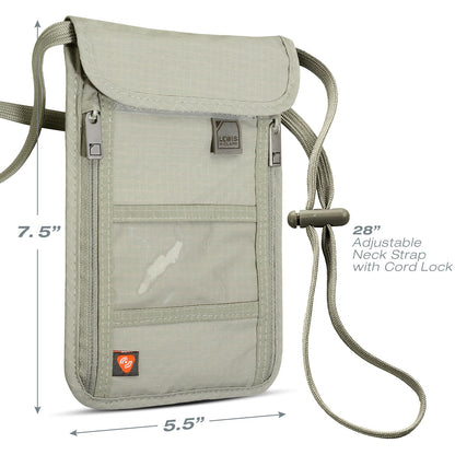 Lewis N. Clark RFID Blocking Stash Neck Wallet, Travel Pouch + Passport Holder for Women & Men, Taupe