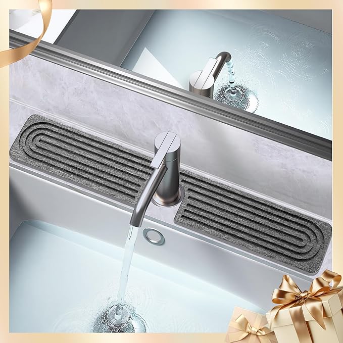 Stone Faucet Mat for Kitchen Sink, Diatomite Quick Dry Kitchen Sink Splash Guard