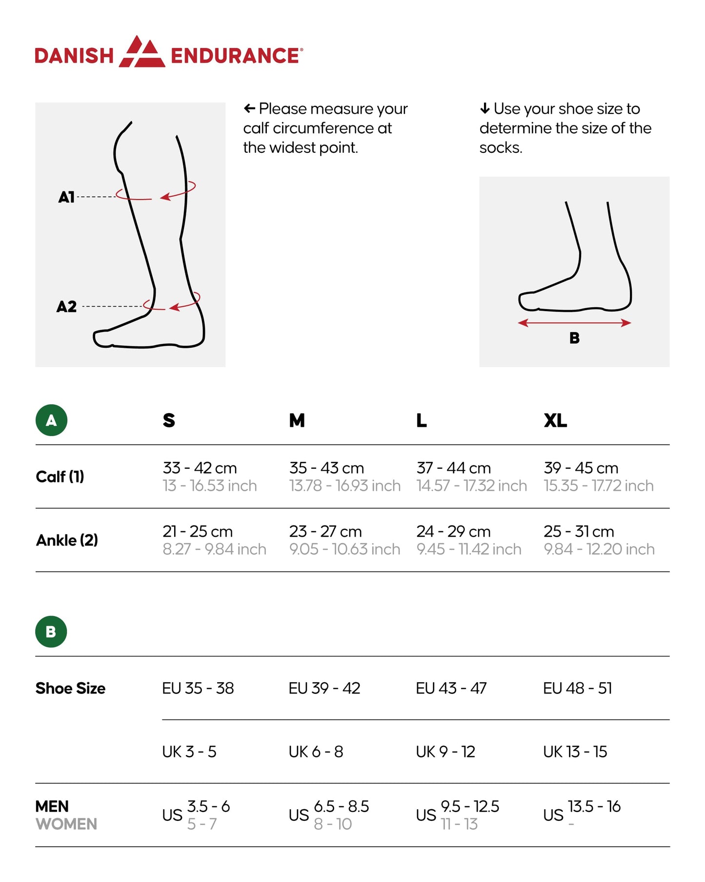 DANISH ENDURANCE Running Compression Socks, Flight Socks, 21-26mmHg, Graduated, for Men & Women, Unisex, Black, 43-47