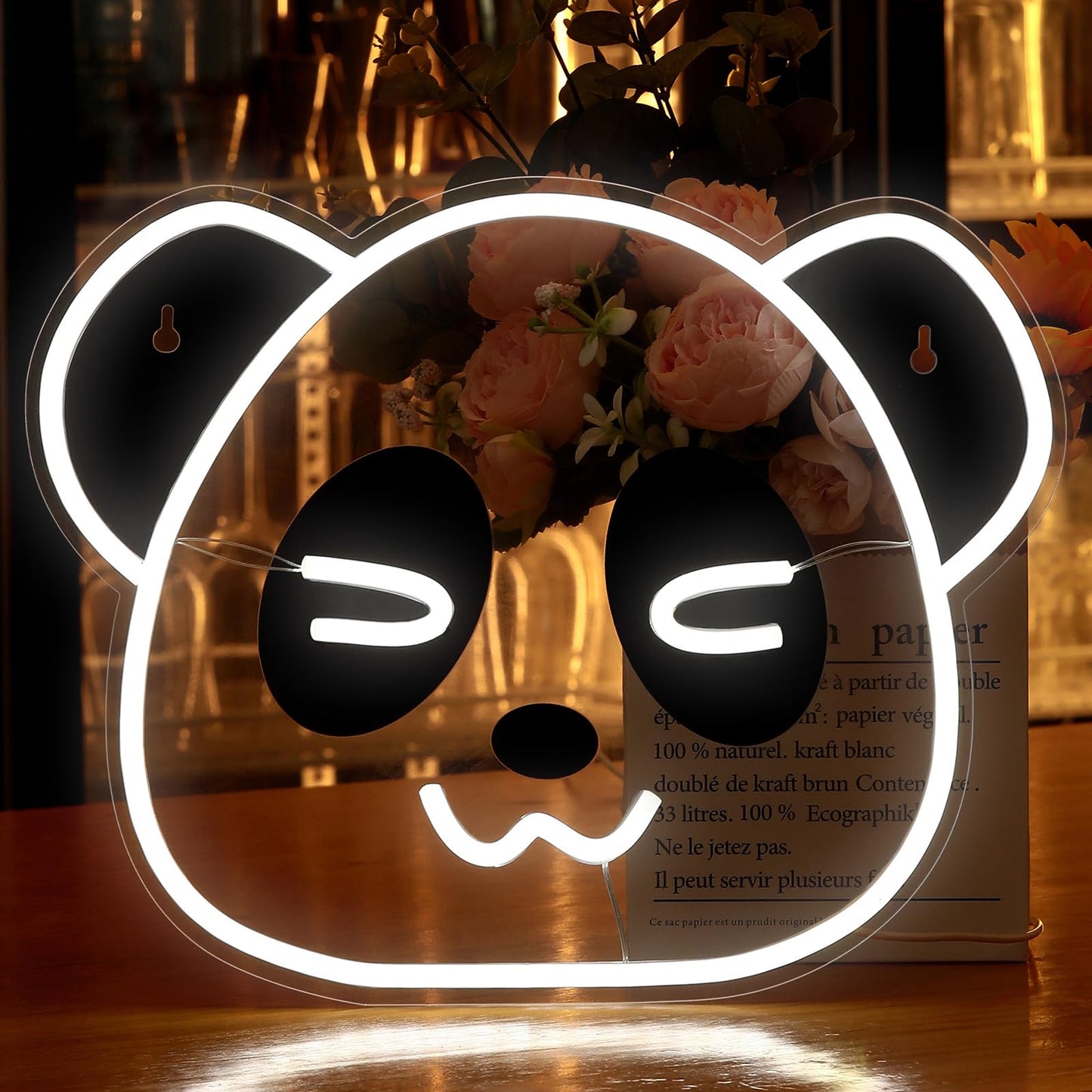Neon Signs for Wall Decor,Panda LED Lights for Bedroom Home Decor,Funny Neon Signs for Man Cave Pub Bar Restaurant Christmas Party Birthday Gift Wall Art Decor Cool Lights Signs