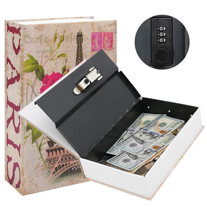 KYODOLED Diversion Book Safe with Combination Lock, Secret Safe Metal Lock Box, Money Storage Collection Box,9.5" x 6.2" x 2.2",France