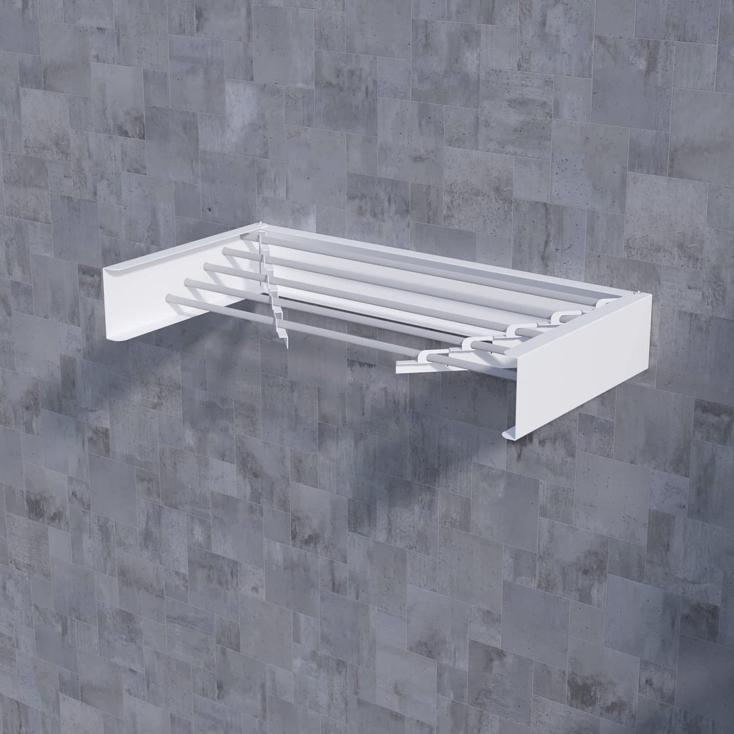 TCO ADVENTURES Invisible 27.5" Wall Mounted Drying Rack Elegant Matte Wall-Mounted Hanger | Folding Stainless Steel Collapsible Space Saver with 11.5 Feet Drying Capacity (Medium, White)