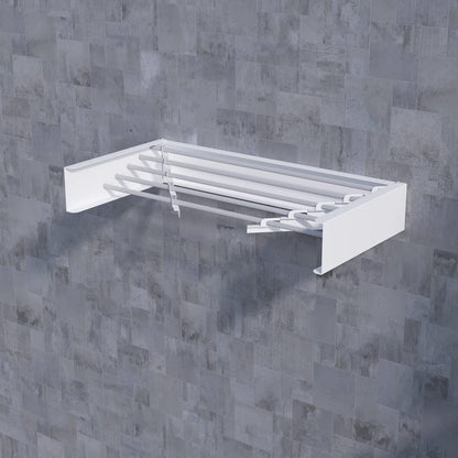 TCO ADVENTURES Invisible 27.5" Wall Mounted Drying Rack Elegant Matte Wall-Mounted Hanger | Folding Stainless Steel Collapsible Space Saver with 11.5 Feet Drying Capacity (Medium, White)