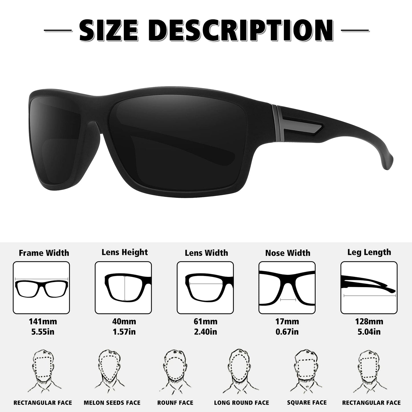 STORYCOAST Polarized Sports Sunglasses for Men Women Unbreakable Frame Cycling Fishing Driving Black+Blue Mirror 2Pack