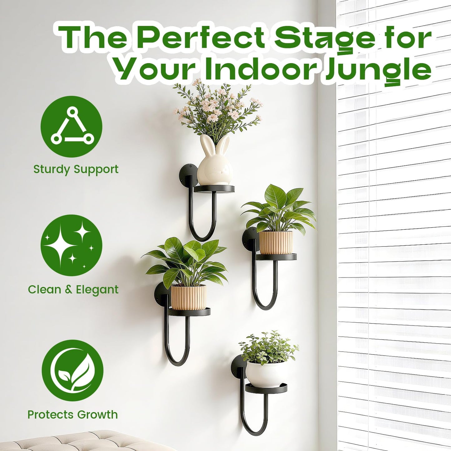 Hanging Planters for Indoor Plants with Garden Shears, 4 Pack Modern Wall Plant Holder & Plant Hanger Indoor, Metal Hanging Planter Set, Window Hanging Plant Holder & Plant Hanger for Home Decor