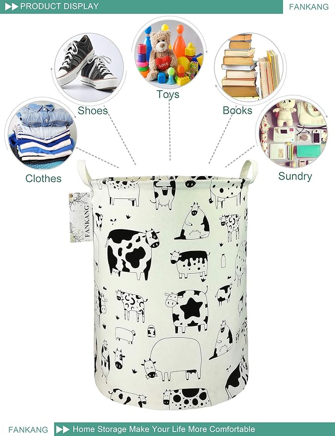 FANKANG Storage Basket, Nursery Hamper Canvas Laundry Basket Foldable