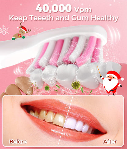 TEETHEORY Electric Toothbrush for Adults with 8 𝐁𝐫𝐮𝐬𝐡 𝐇𝐞𝐚𝐝𝐬, Sonic Electric Toothbrush with 40000 VPM Deep Clean 5 Modes, Rechargeable Toothbrushes Fast Charge 4 Hours Last 30 Days