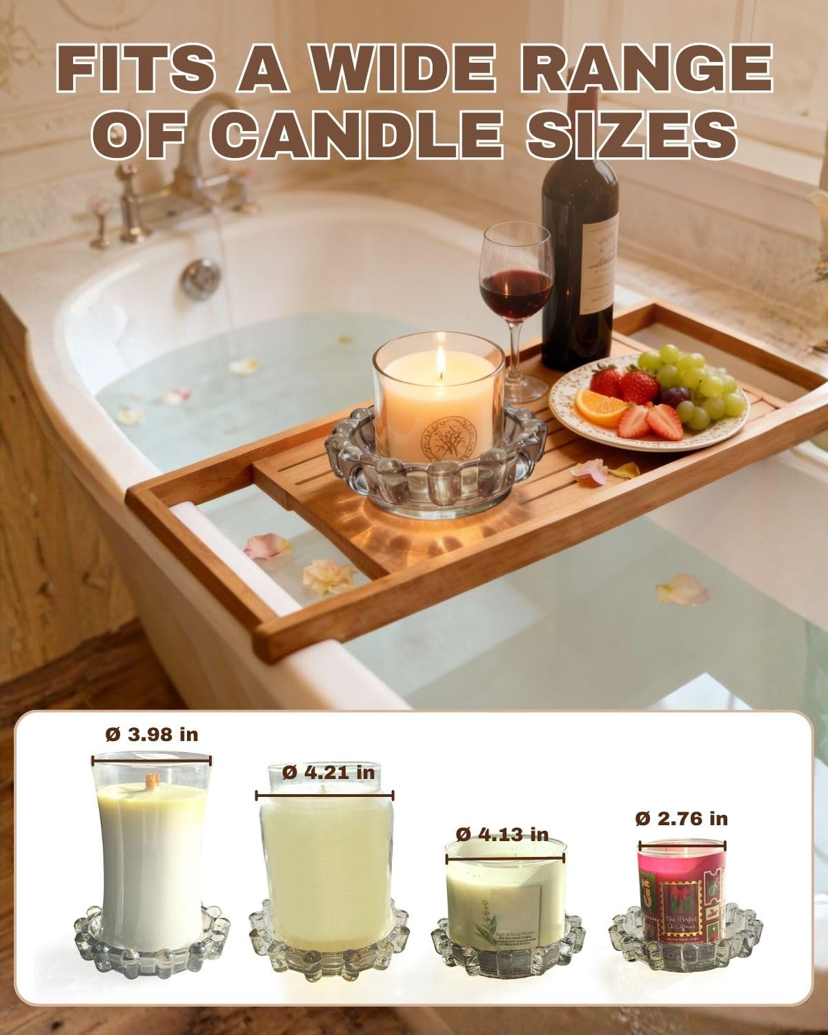 Loyipu Bubble Glass Candle Holder – 5" Decorative Crystal Candle Dish, Thick Glass Tray for Tealights, Scented Candles, Aroma Stones & Reed Diffusers(Crystal Clear)