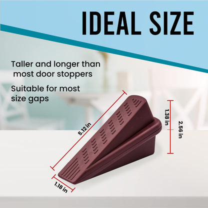 Door Wedge Stopper - 6 Pack (Maroon) - Classic Style - Rubber - Floor Mount - Doorstop