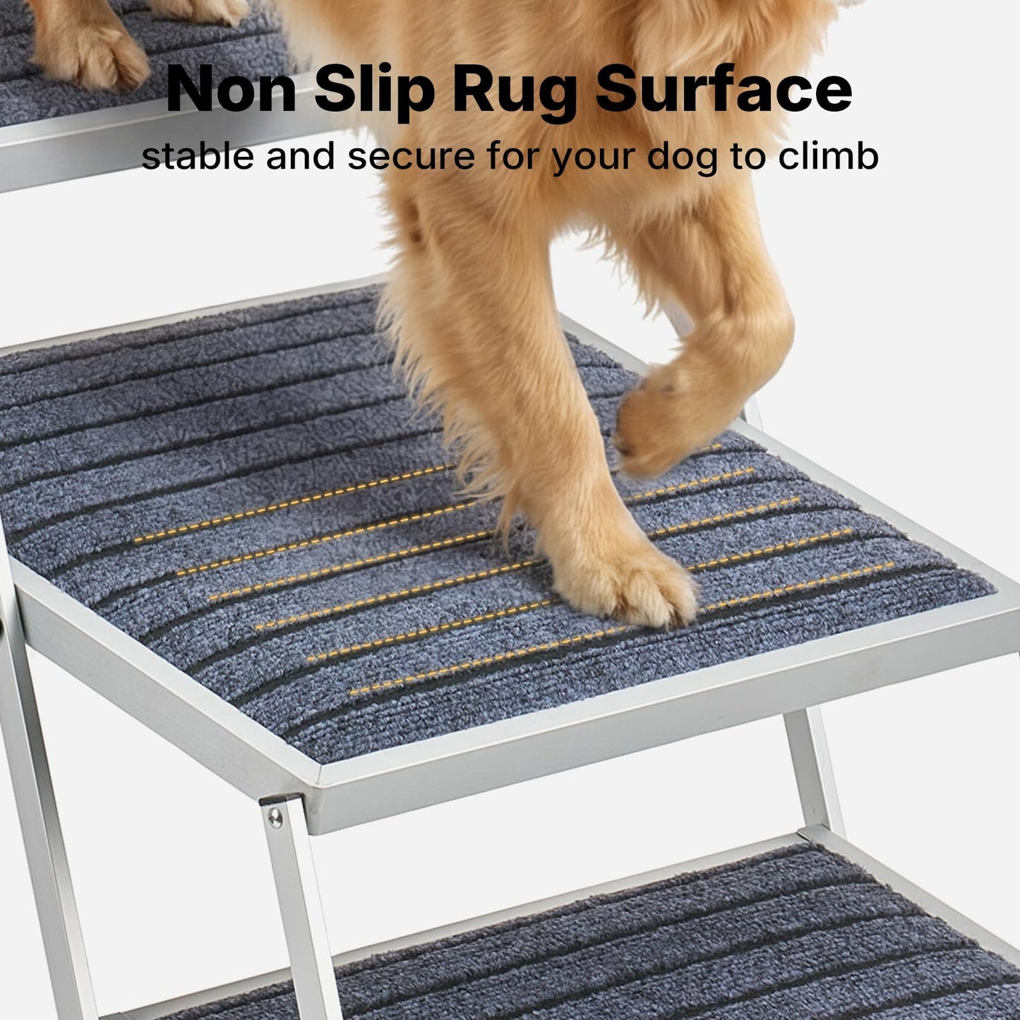 Veehoo Extra Wide Dog Steps for Car SUV Truck Foldable, 4 Steps Portable Aluminum Dog Stairs for Injured Senior Large Dogs 20" Wide, Heavy Duty Pet Ramp Ladder with Non Slip Surface, up to 170lbs