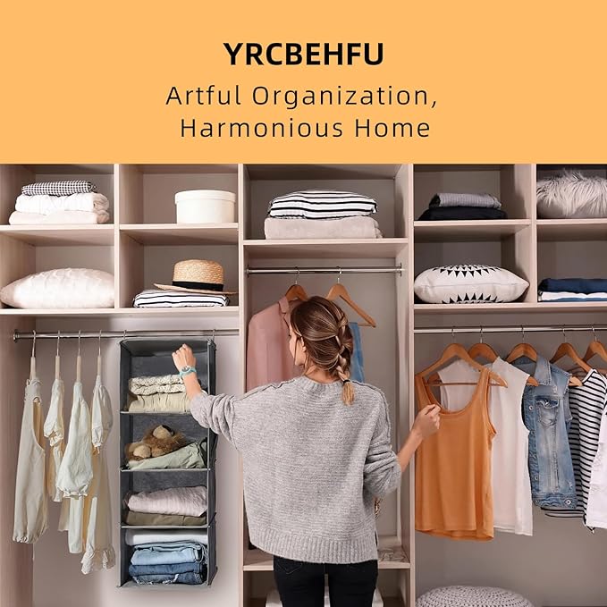 2 Packs Hanging Closet Organizer, 6-Shelf Closet Organizers and Storage