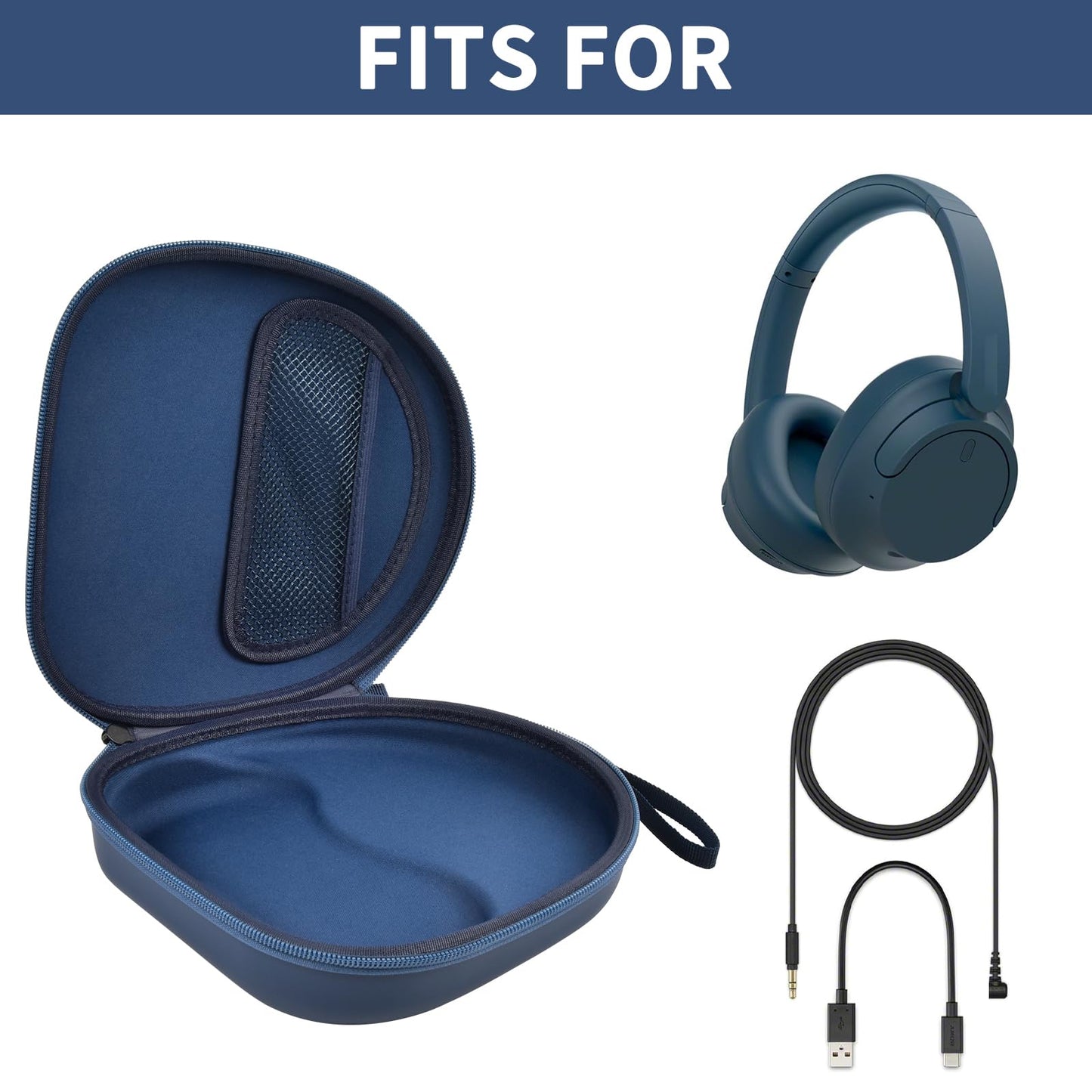 Headphone Case for Sony WH-CH720N WH-CH520 WH-1000XM4 for Soundcore Q20i Q20 Q30 for JBL Tune 720BT 510BT Noise Canceling Headphones, Wireless Headset Travel Bag (Box Only)(Blue)