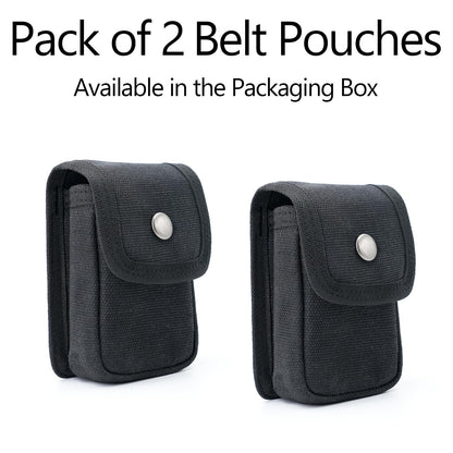 diodrio 2 Pack EDC Belt Pouches for Men Women, Small Utility Holster Pouches with Belt Loop for Hiking, Fishing, Camping, Snap Closure, Classic Waxed Canvas, Black Small