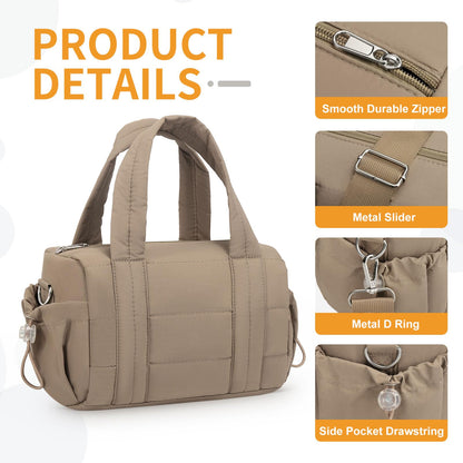 Convgo 8L Mini Gym Bag for Women, Small Size Sport Duffel Bag for Yoga Dance Swimming, Water-Resistant Compact Workout Bag with Adjustable Strap, Brown