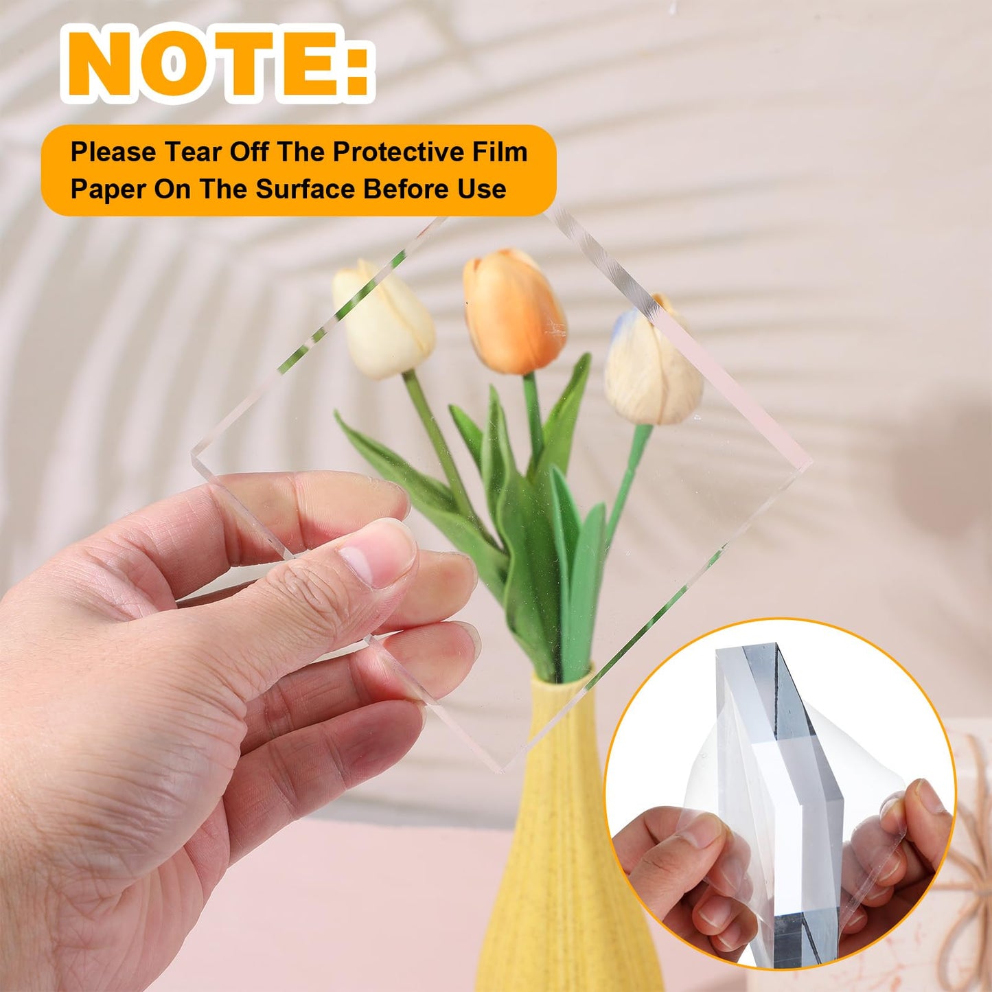Xaajooio 4 Pcs Acrylic Display Block, 4 x 4 x 1 Inch Clear Polished Square Cube Riser Pedestal Stand for Jewelry Rings Cake Perfume Ornaments Collection