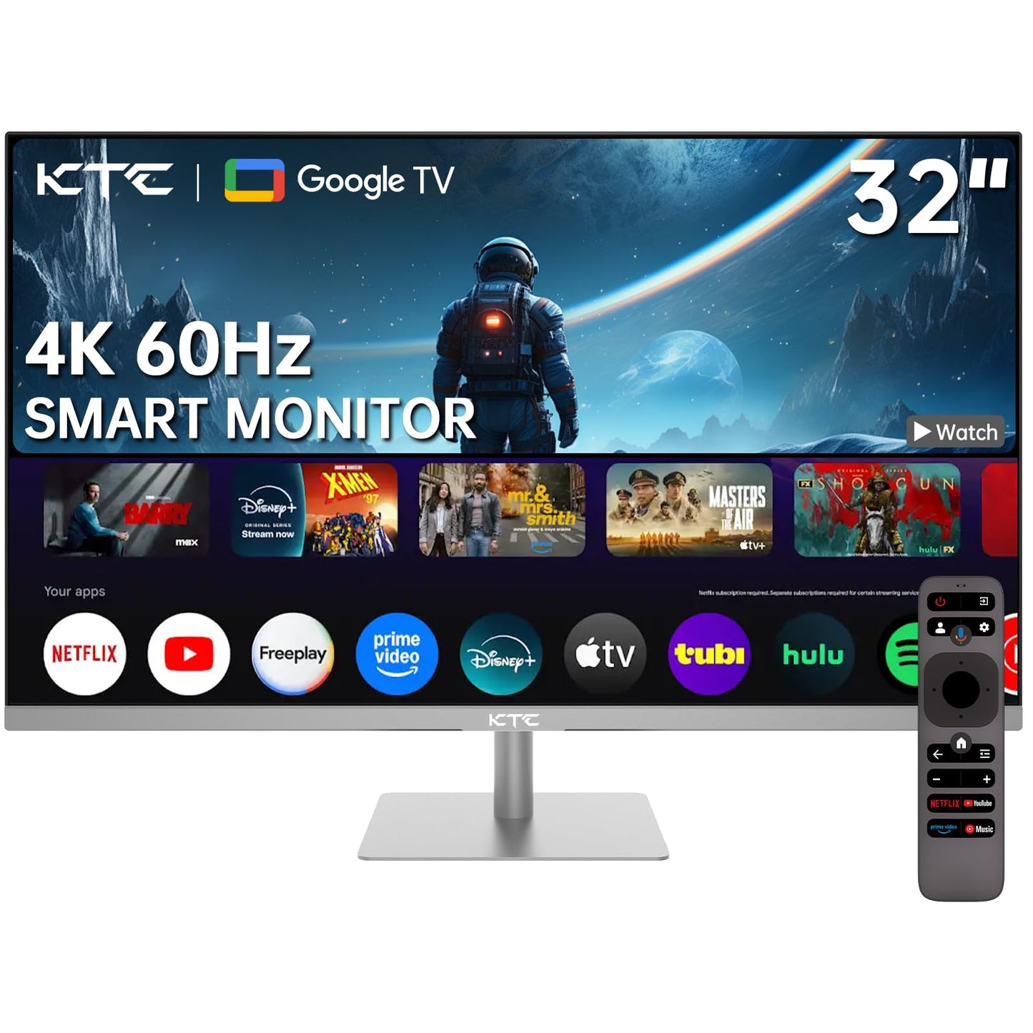 KTC MegPad 32" Smart Portable TV, 4K Touch Screen Portable TV Monitor, Android 13 Google EDLA Certified 8G RAM+128G Storage, Octa-core CPU 9500mAh Battery, Dual 6W Speakers WiFi 6