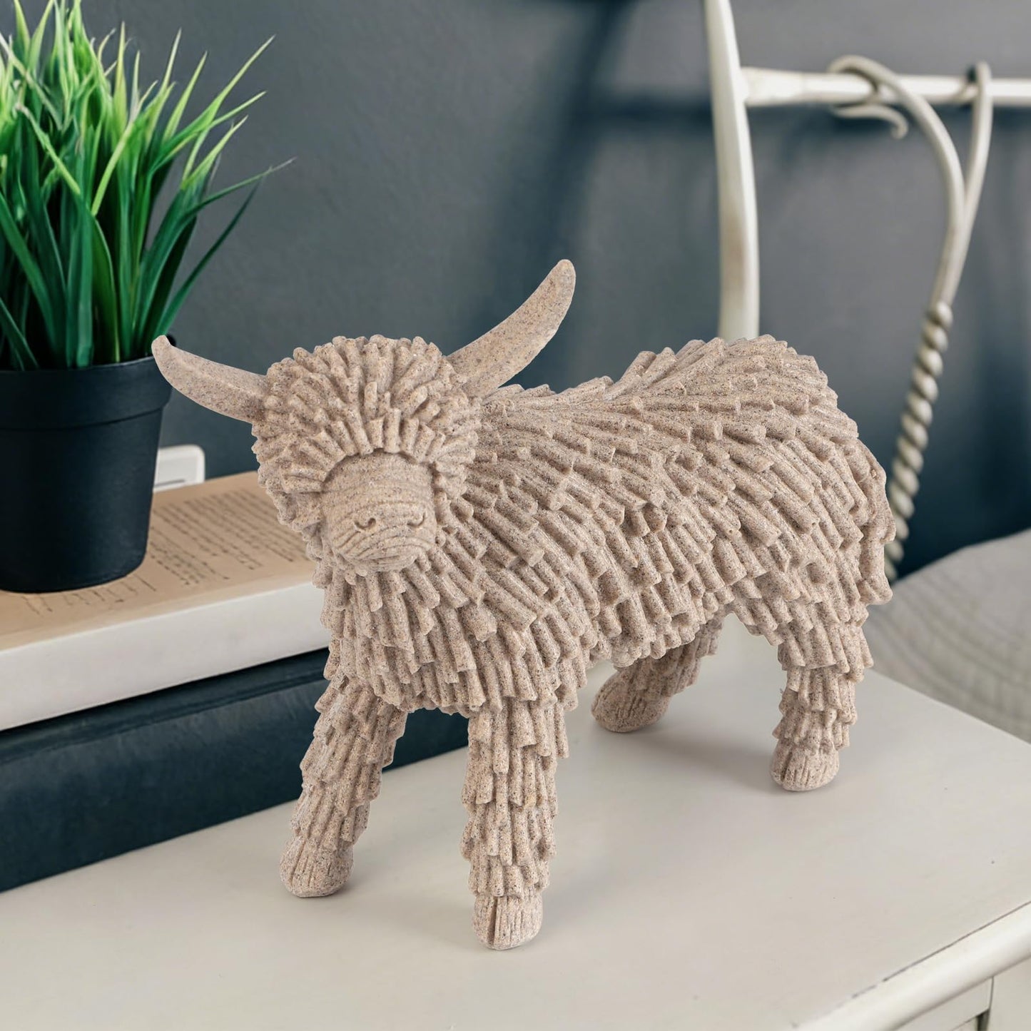 UDKKMK Yak Figurine Decor for Shelf Living Room Bedroom Bookshelf CoffeTable and Office Display,Symbolizes Resilience, Strength, and unwavering,Unique Gift for Mens Womens or Friends (Sandstone)