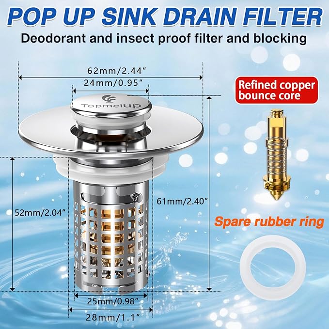 Sink Stopper Hair Catcher, Pop-up Sink Drain Strainer