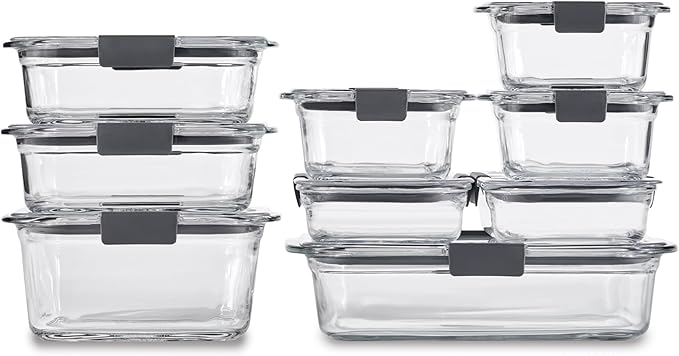 Rubbermaid Brilliance Glass Food Storage Containers, Leak-Proof